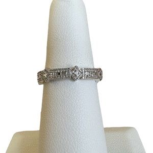 Genuine diamond and 925 silver dainty band ring size 6